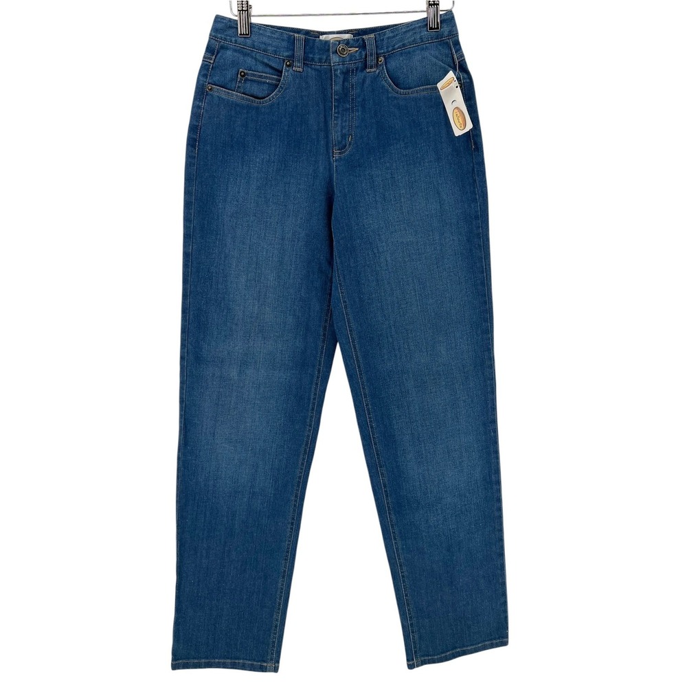 Talbots Classic Straight Leg Jeans Womens Size 2 Blue Medium Wash Stretch Denim